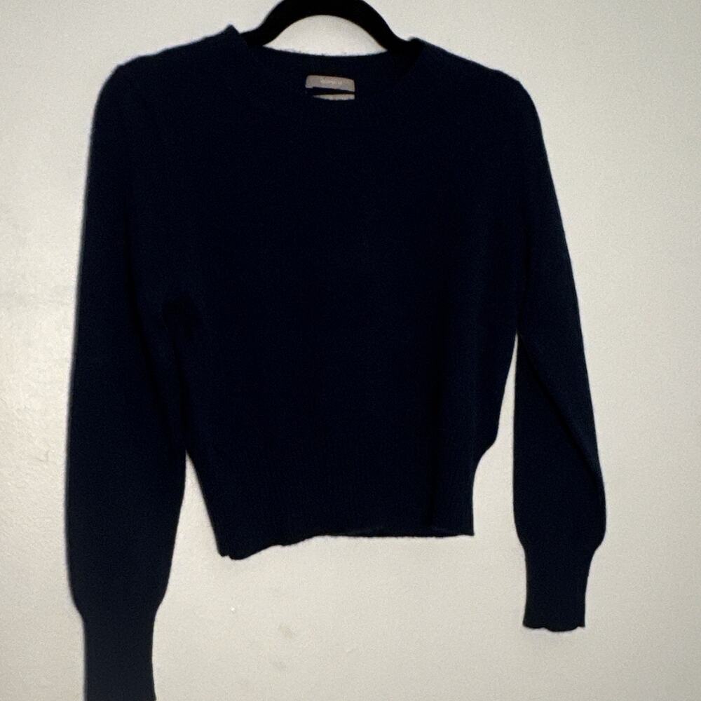 J.CREW Women's 100% Cashmere Navy Knit Pullover Sweater S Crew Neck Cropped